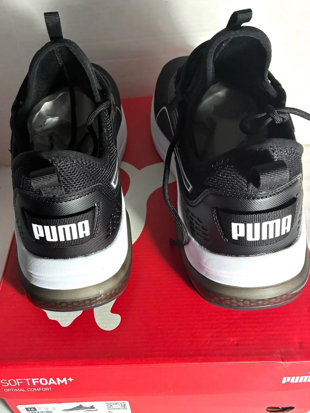 PUMA Men’s Amplifier Black White Sneakers Size 14 New With Box